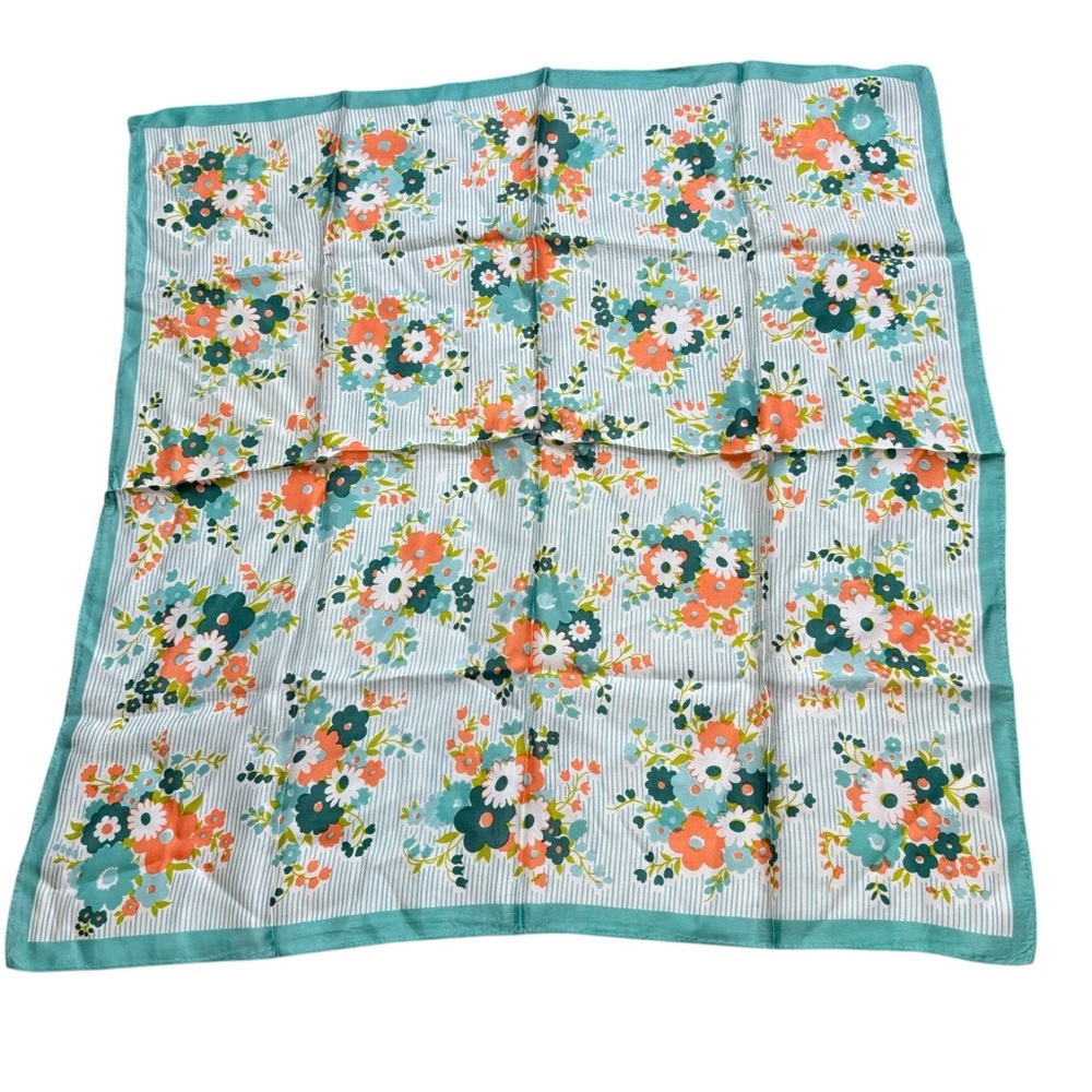 Ladies Vintage Floral Square Scarf 100% Acetate